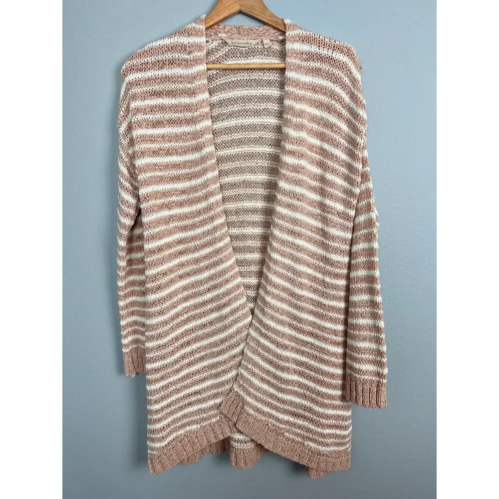 Soft Surroundings Women's S‎ Lucie Cardigan Sweater Striped Metallic Open Front